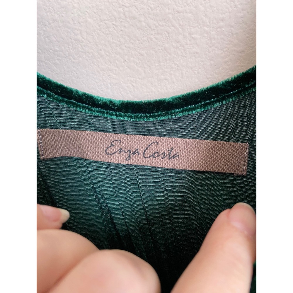 Enza Costa Velvet Maxi Dress Emerald Green Silk Viscose Sleeveless Size Medium - Picture 3 of 6